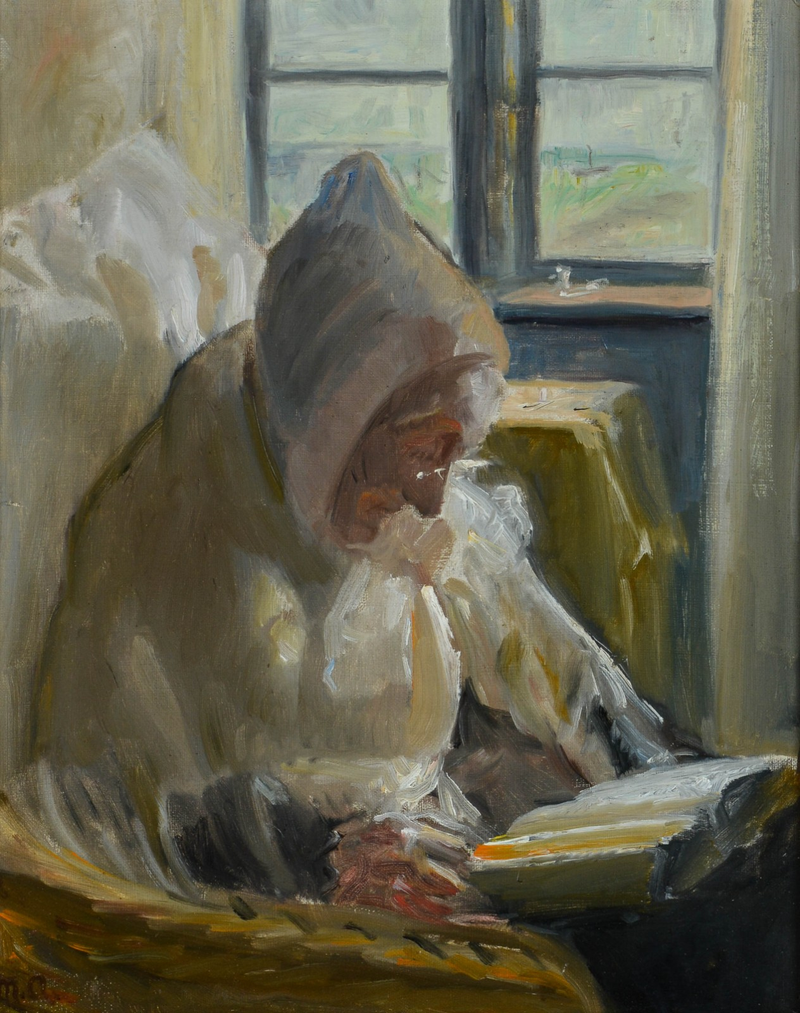 Frau Brøndum liest. – Michael Peter Ancher