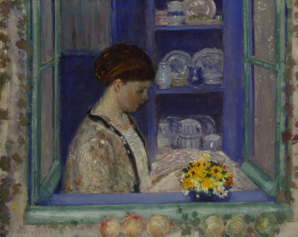 Mme Frieseke à la fenêtre de la cuisine - Frederick Carl Frieseke image 1 tableau peint à l’huile sur toile