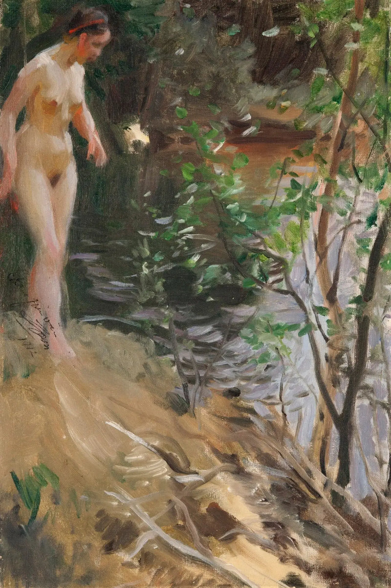 Modell am Ufer - Anders Zorn