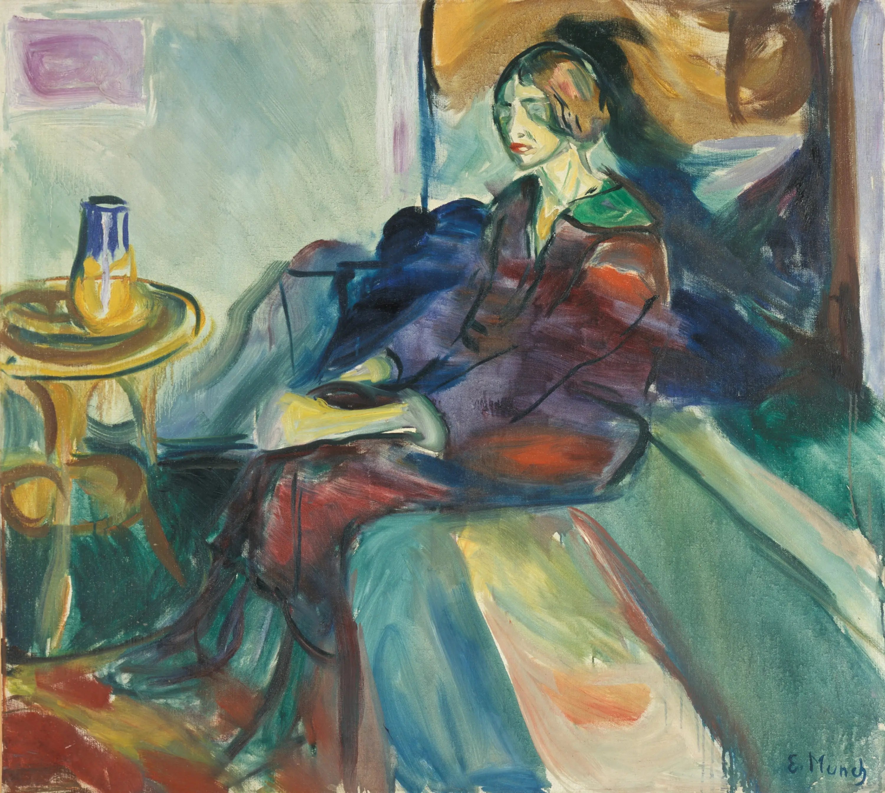 Modèle assis sur le canapé - Edvard Munch image 1 copie peinte à la main à l’huile