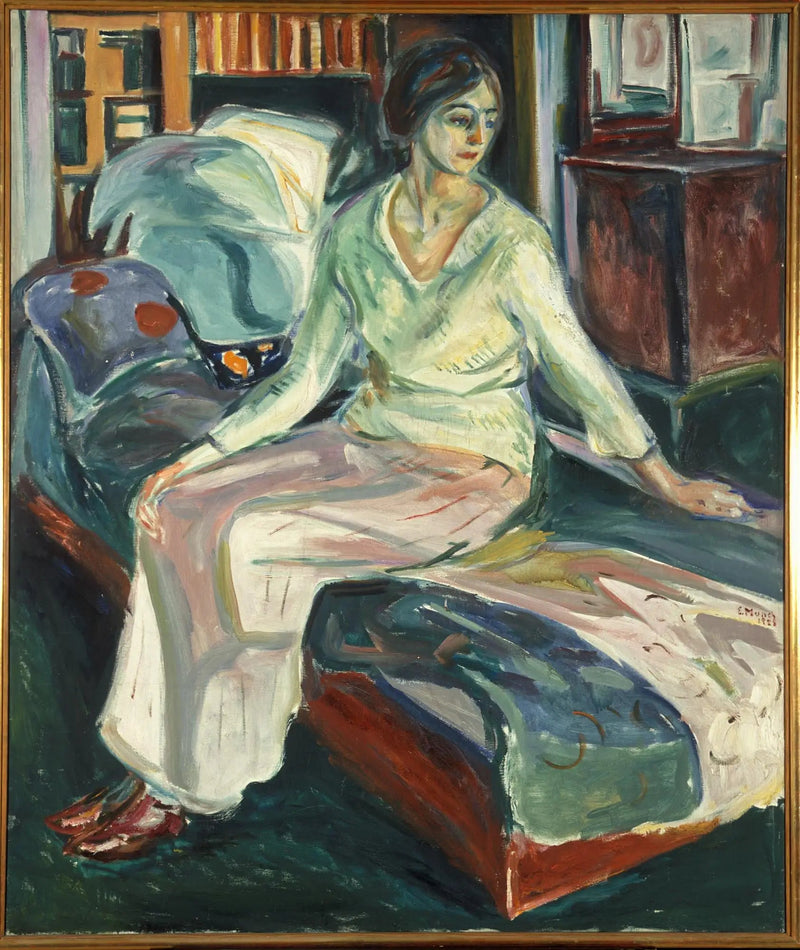 Modell, das auf dem Sofa sitzt - Edvard Munch