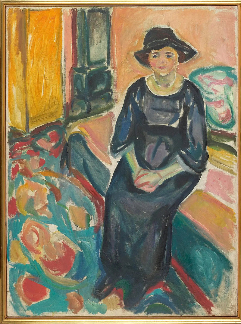 Modell mit Hut, sitzend auf der Couch - Edvard Munch