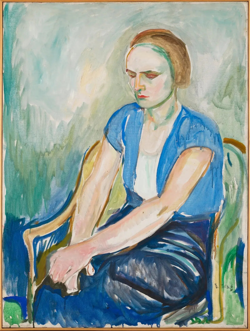 Modell mit Händen auf den Knien - Edvard Munch