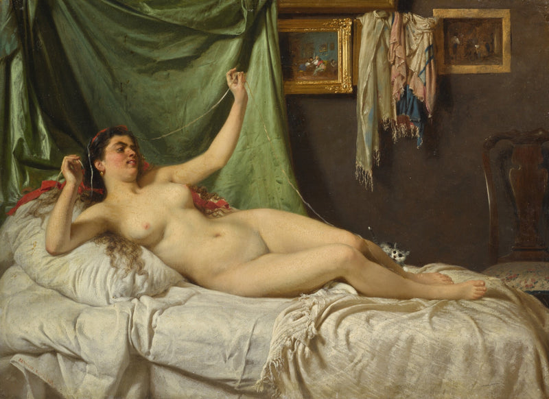Modèle d'artiste et chat - Fyodor Bronnikov