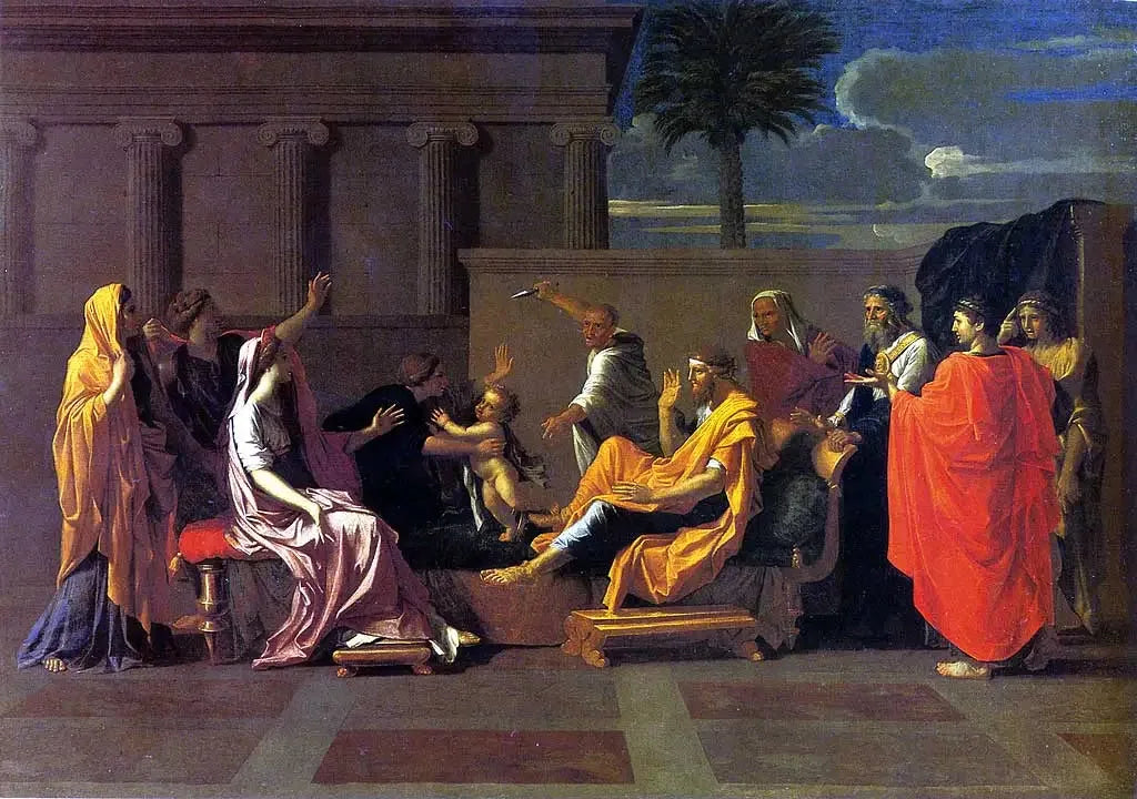 Moïse enfant foulant aux pieds la couronne de Pharaon - Nicolas Poussin image 1 tableau peint à l’huile sur toile