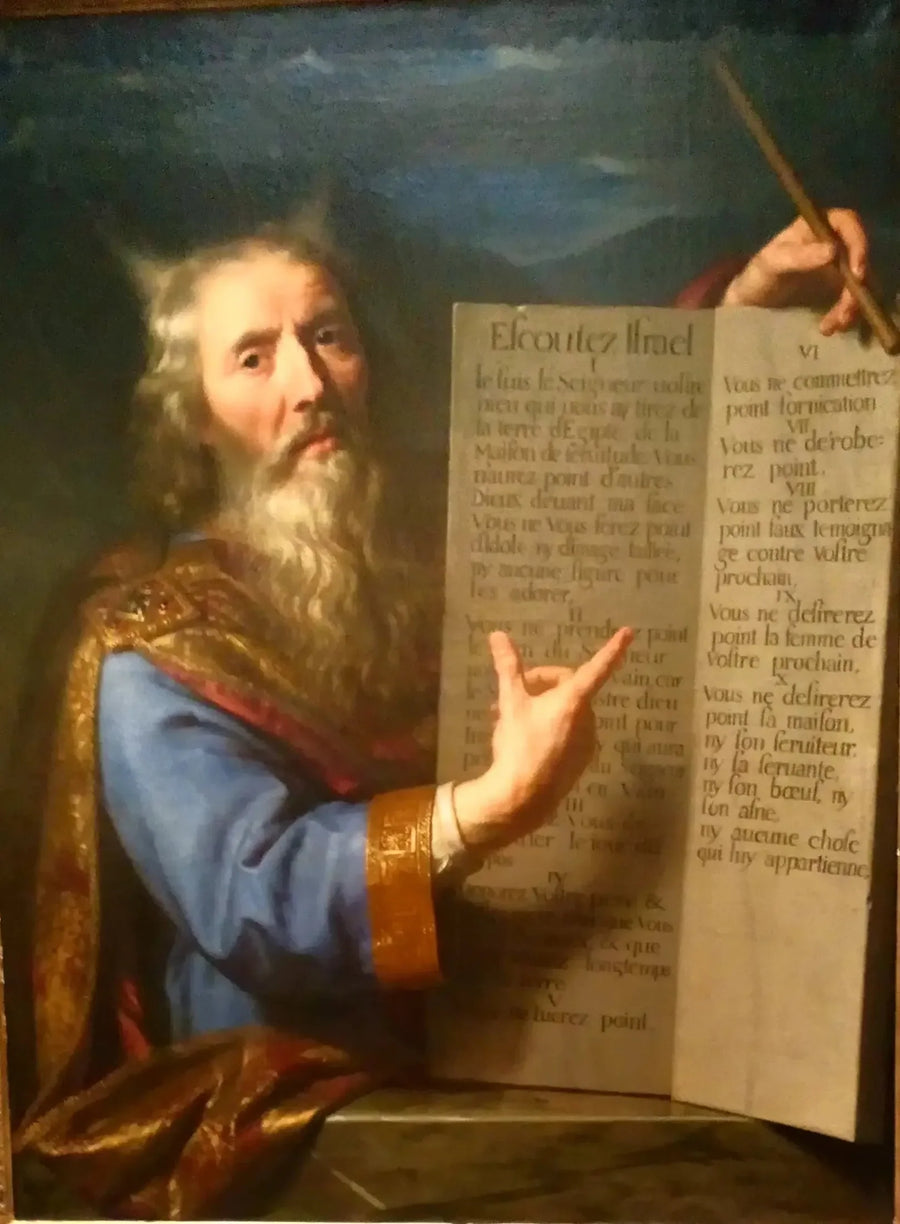 Moses präsentiert die Gesetzestafeln - Philippe de Champaigne