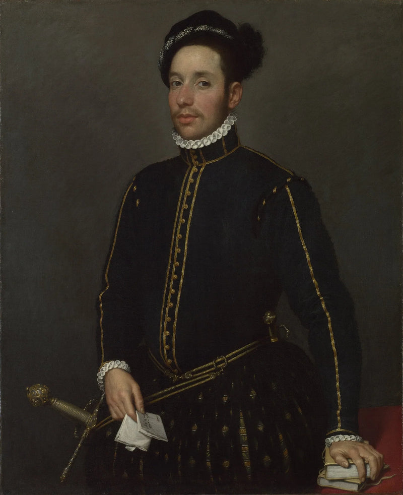 Herr Gaucher mit zwei In-Quartos und einem Brief - Giovanni Battista Moroni