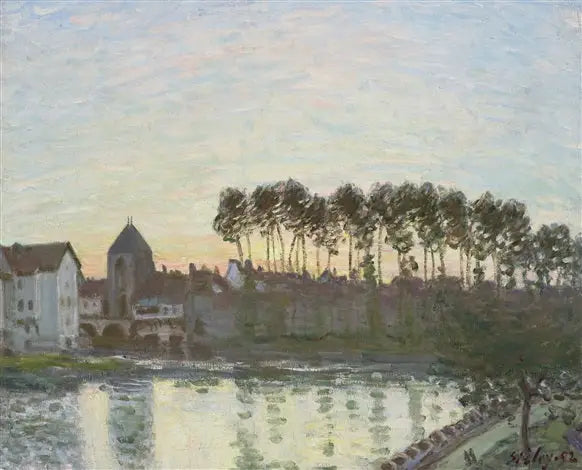 Moret-sur-Loing bei Sonnenuntergang - Alfred Sisley