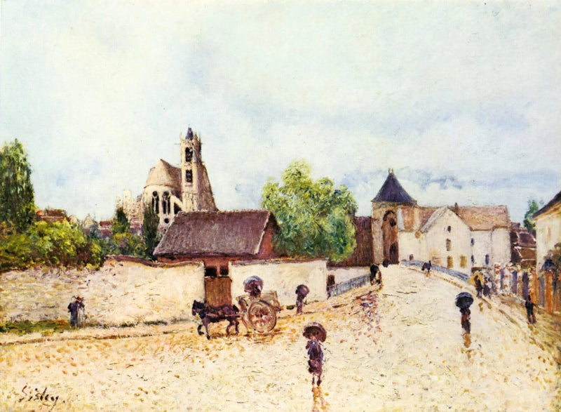 Moret-sur-Loing im Regen - Alfred Sisley