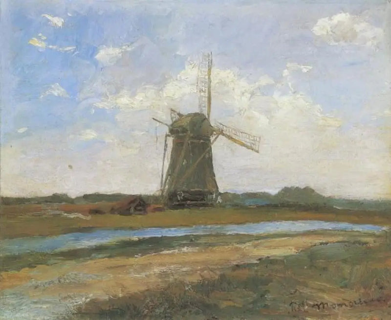 Windmühle in der Sonne nahe einem Bach - Piet Mondrian
