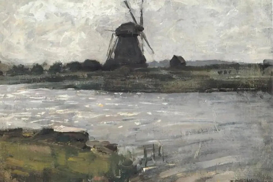 Mühle von Oostzijdse vom Kai des Landzicht-Bauernhofs aus gesehen - Piet Mondrian