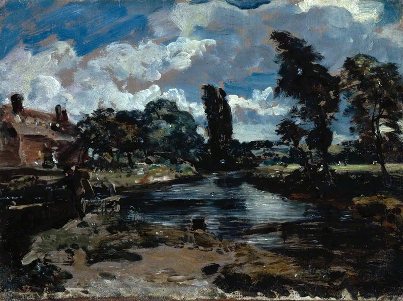Flatford-Mühle von einer Schleuse an der Stour - John Constable