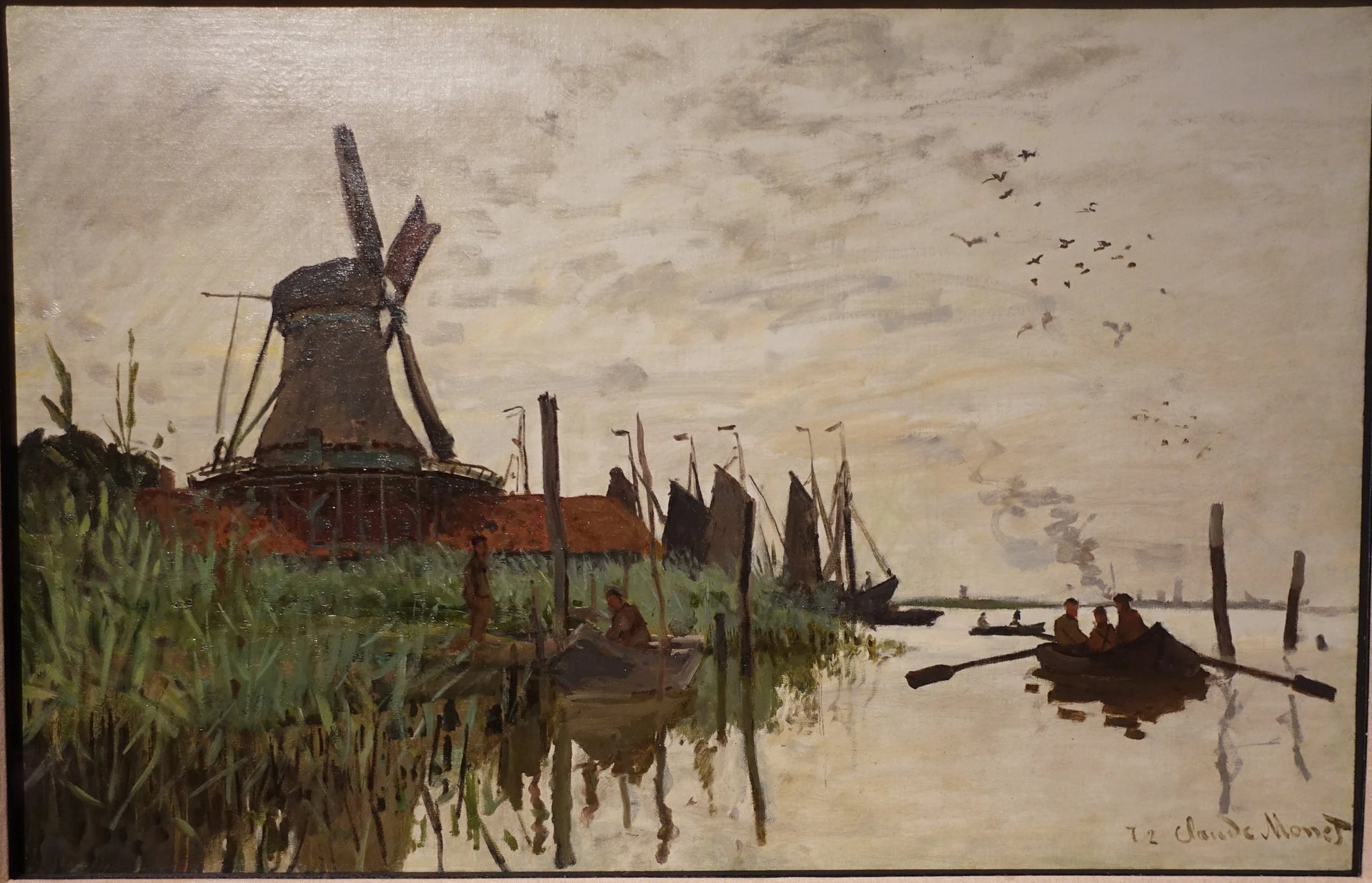 Moulin à vent et bateaux près de Zaandam W177 par Claude Monet, Ny Carlsberg Glyptotek