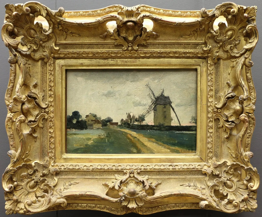 Zwillingswindmühlen auf dem Hügel von Picardie - Jean-Baptiste Camille Corot