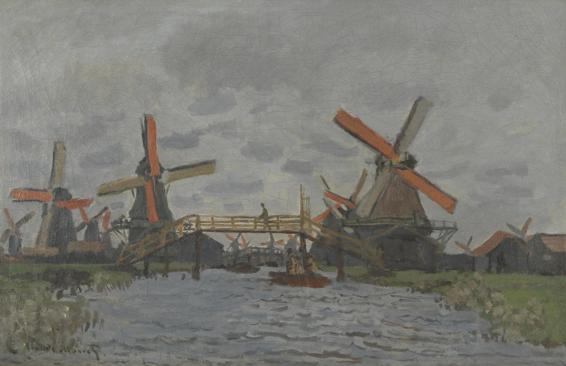 Moulins à vent près de Zaandam W181 par Claude Monet, 1871, Van Gogh Museum