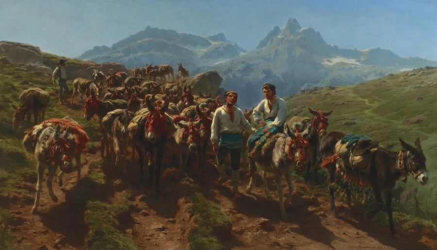 Spanische Mulitierer, die die Pyrenäen überqueren - Rosa Bonheur