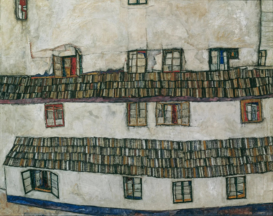 Wand des Hauses (Fensterwand) - Egon Schiele
