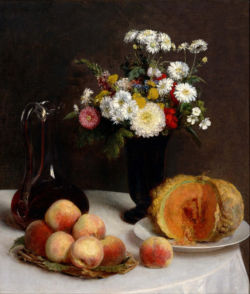 Stillleben mit Karaffe, Blumen und Früchten - Henri Fantin-Latour