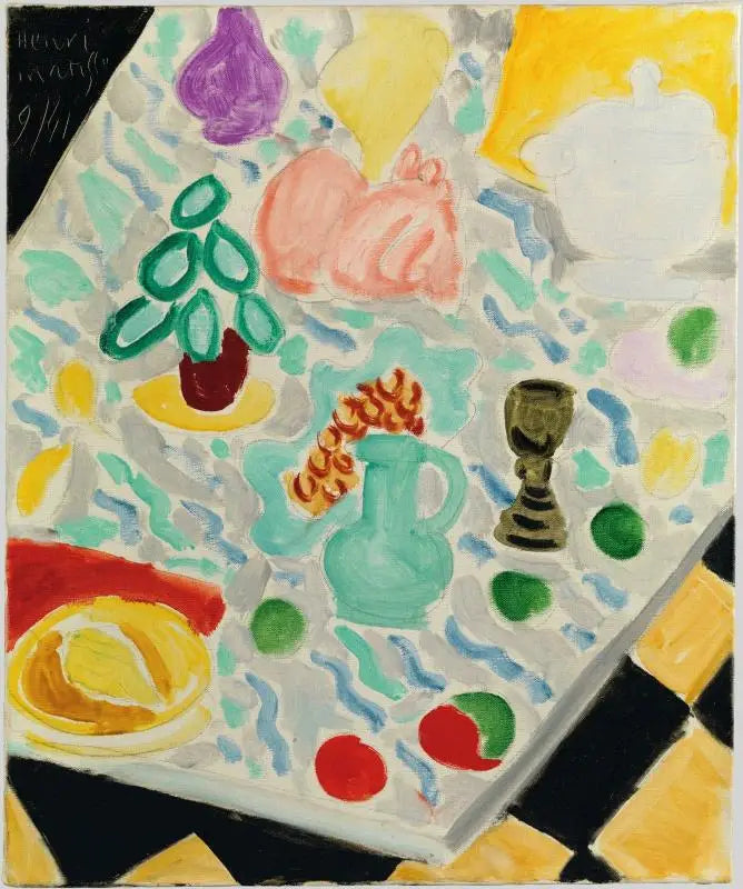 Stilleben am Tisch aus grünem Marmor - Henri Matisse