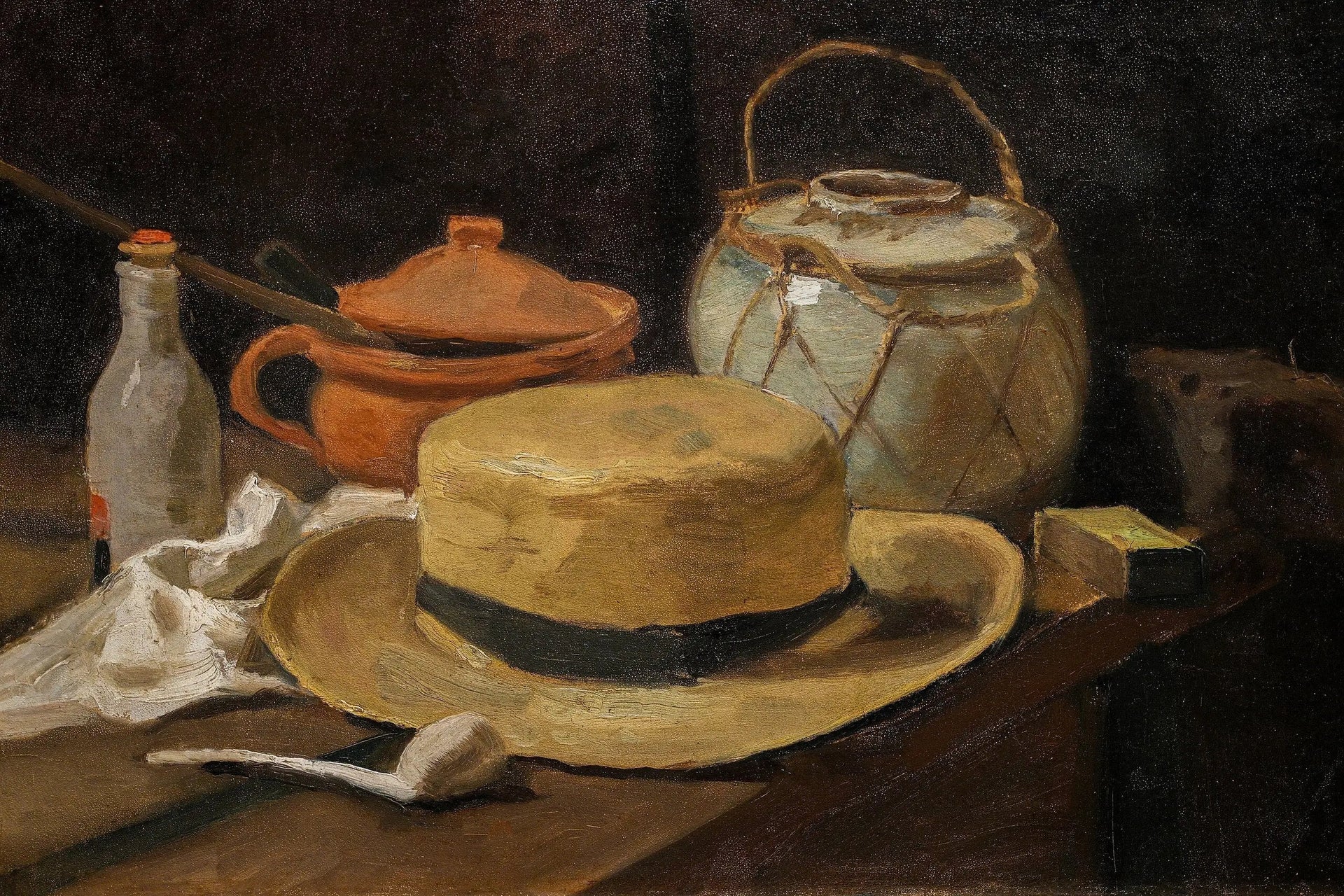 nature morte au chapeau de paille - Vincent van Gogh image 1 copie peinte à la main à l’huile