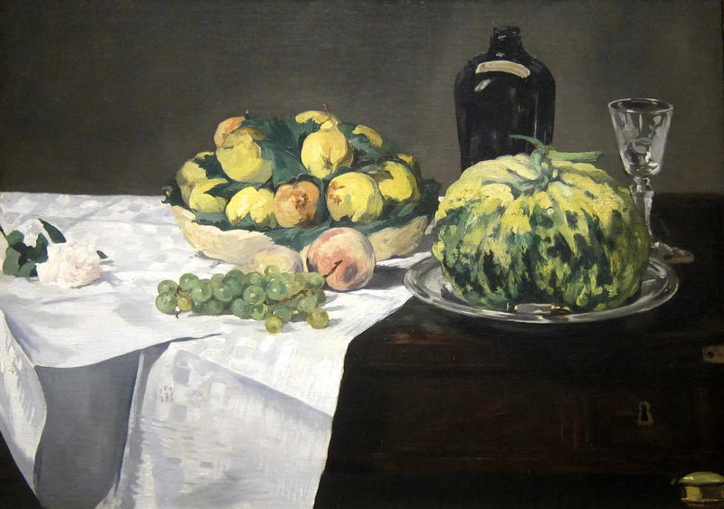 Stillleben mit Melone und Pfirsichen - Édouard Manet