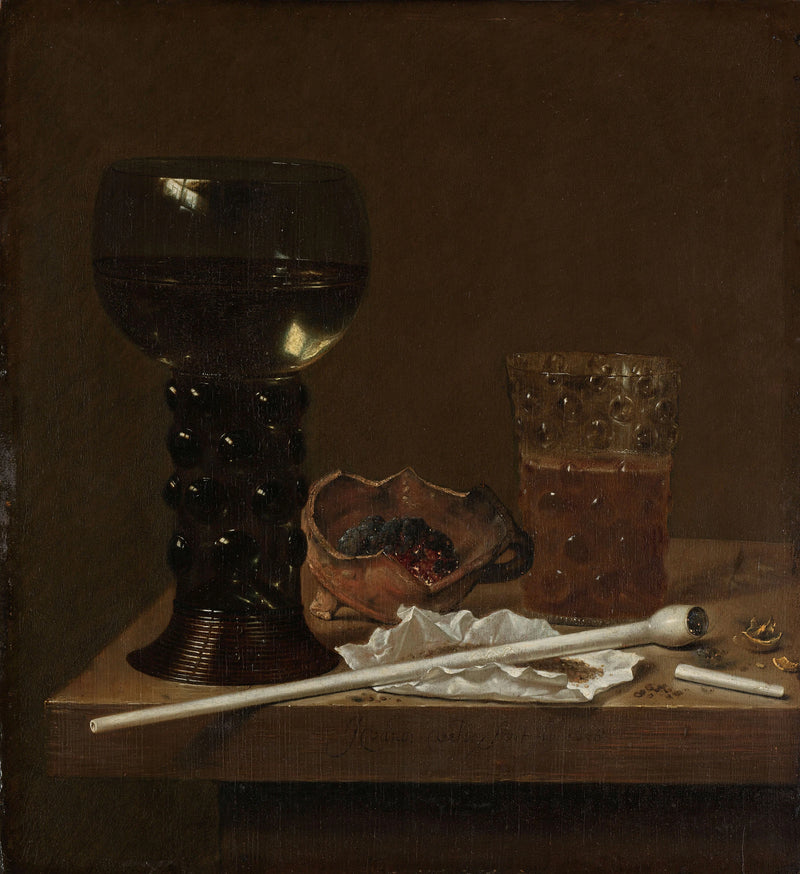 Nature morte au rhum, verre à bière et pipe - Jan Jansz van de Velde III