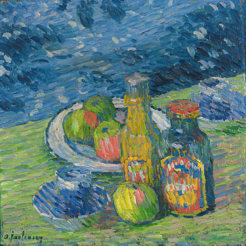 Stillleben mit Flaschen und Früchten - Alexej von Jawlensky