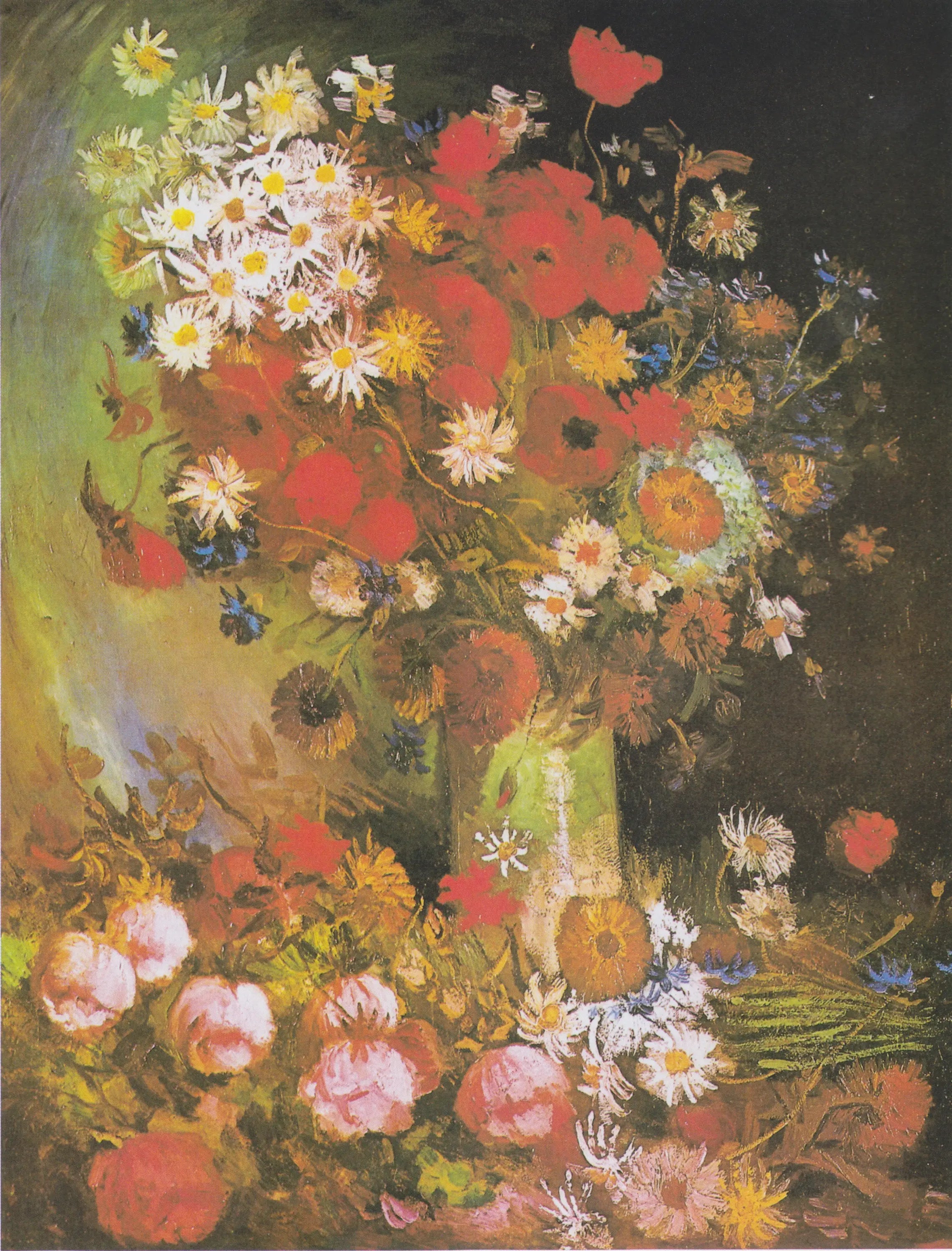 Reproduction du tableau « Nature morte aux fleurs des prés et aux roses - Vincent van Gogh » par Alpha Reproduction en peinture à l’huile