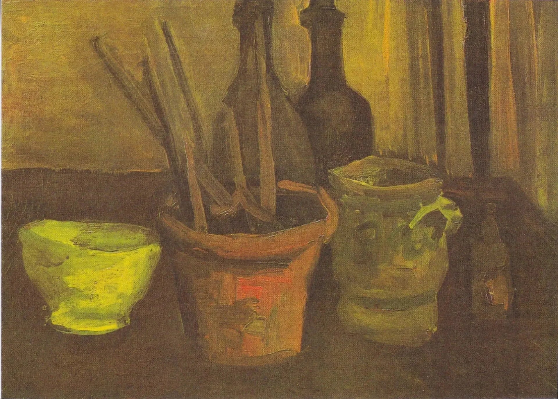 Nature morte aux pinceaux dans un pot - Vincent van Gogh image 1 copie peinte à la main à l’huile
