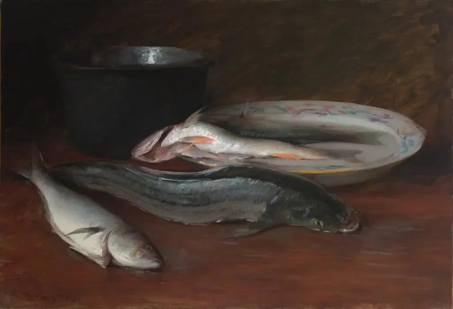 Stillleben mit Fischen - William Merritt Chase
