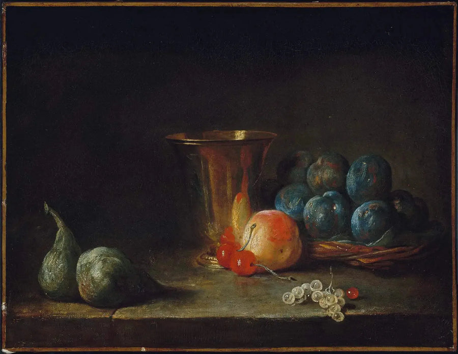 Stillleben mit Karaffe, Silberbecher und Früchten - Jean Siméon Chardin