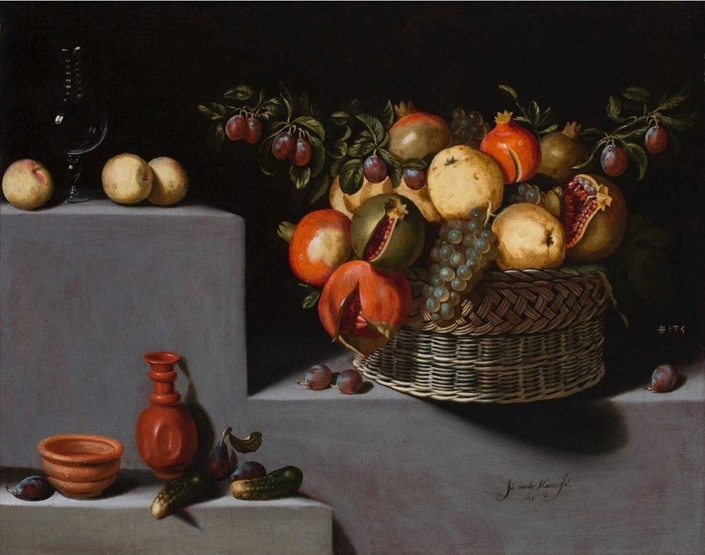 Nature morte avec panier et pots en terre cuite - Juan van der Hamen image 1 reproduction d’œuvre d’art à l’huile
