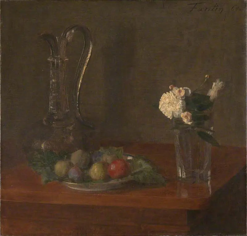 Stillleben mit Glaskrug, Früchten und Blumen - Henri Fantin-Latour