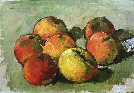 Nature morte avec pommes et tube de peinture - Paul Cézanne - Reproductions de tableaux et peintures haut de gamme