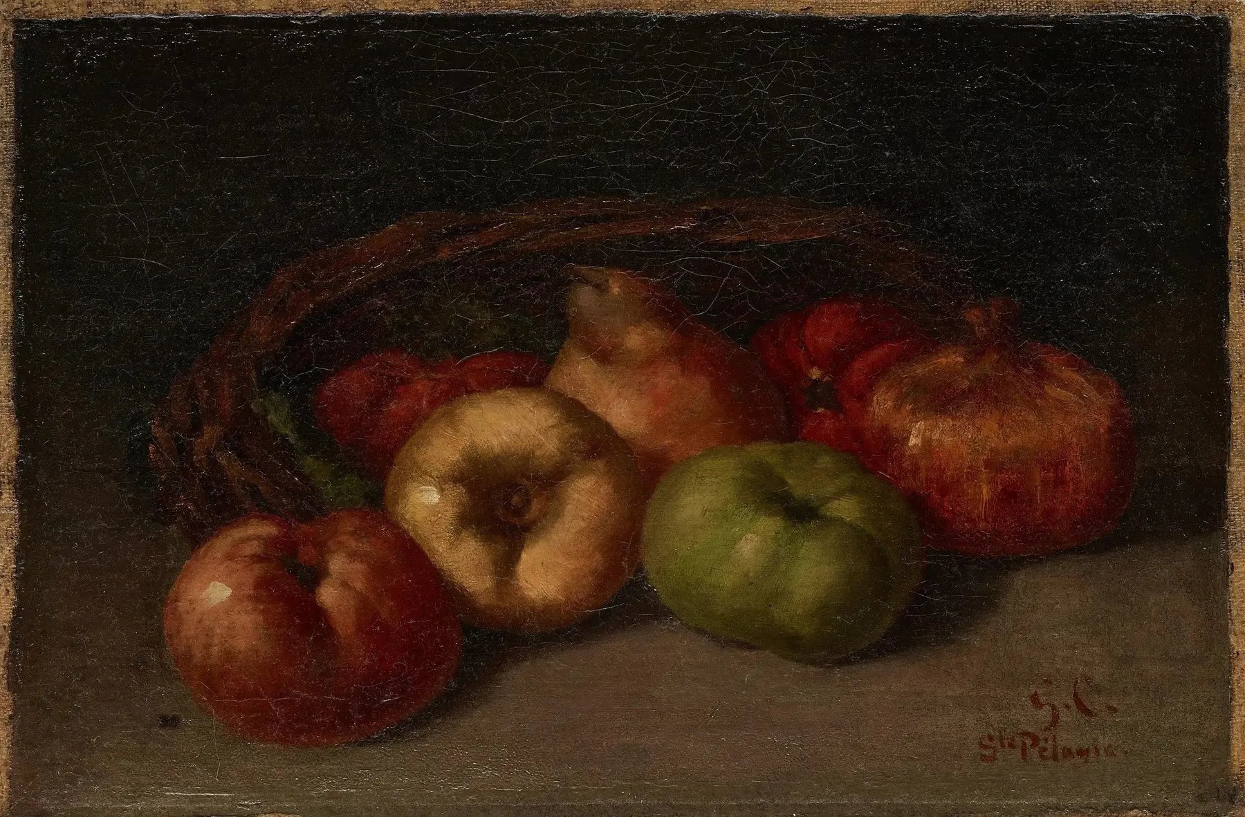 Nature morte avec pommes, poires et grenades - Gustave Courbet image 1 reproduction de peinture à l’huile