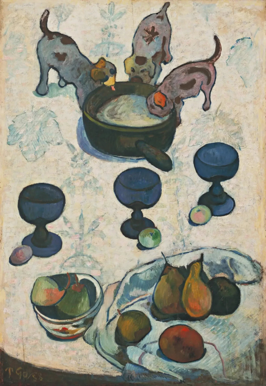 Stillleben mit drei kleinen Hunden - Paul Gauguin