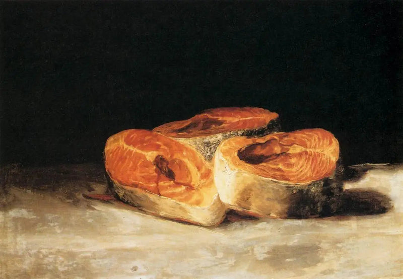Stillleben mit drei Scheiben Lachs - Francisco de Goya