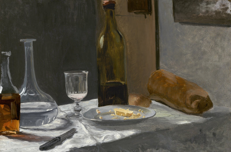 Stillleben mit Flasche, Karaffe, Brot und Wein W13 - Claude Monet