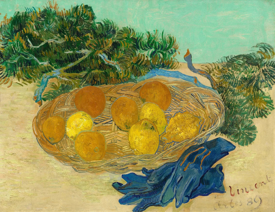 Stillleben mit Orangen und Zitronen mit blauen Handschuhen - Vincent van Gogh