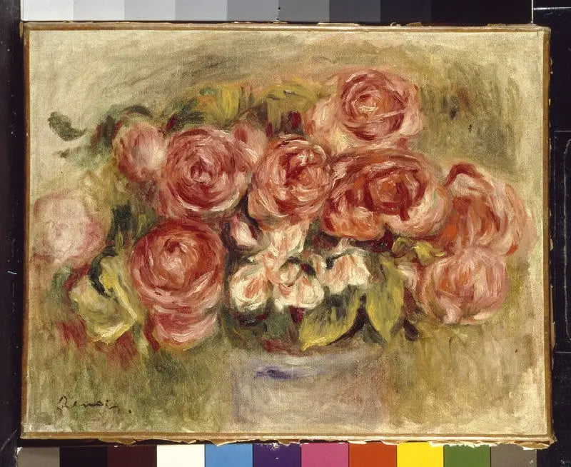 Nature morte de roses dans un vase - Pierre-Auguste Renoir image 1 copie de tableau peinte à la main