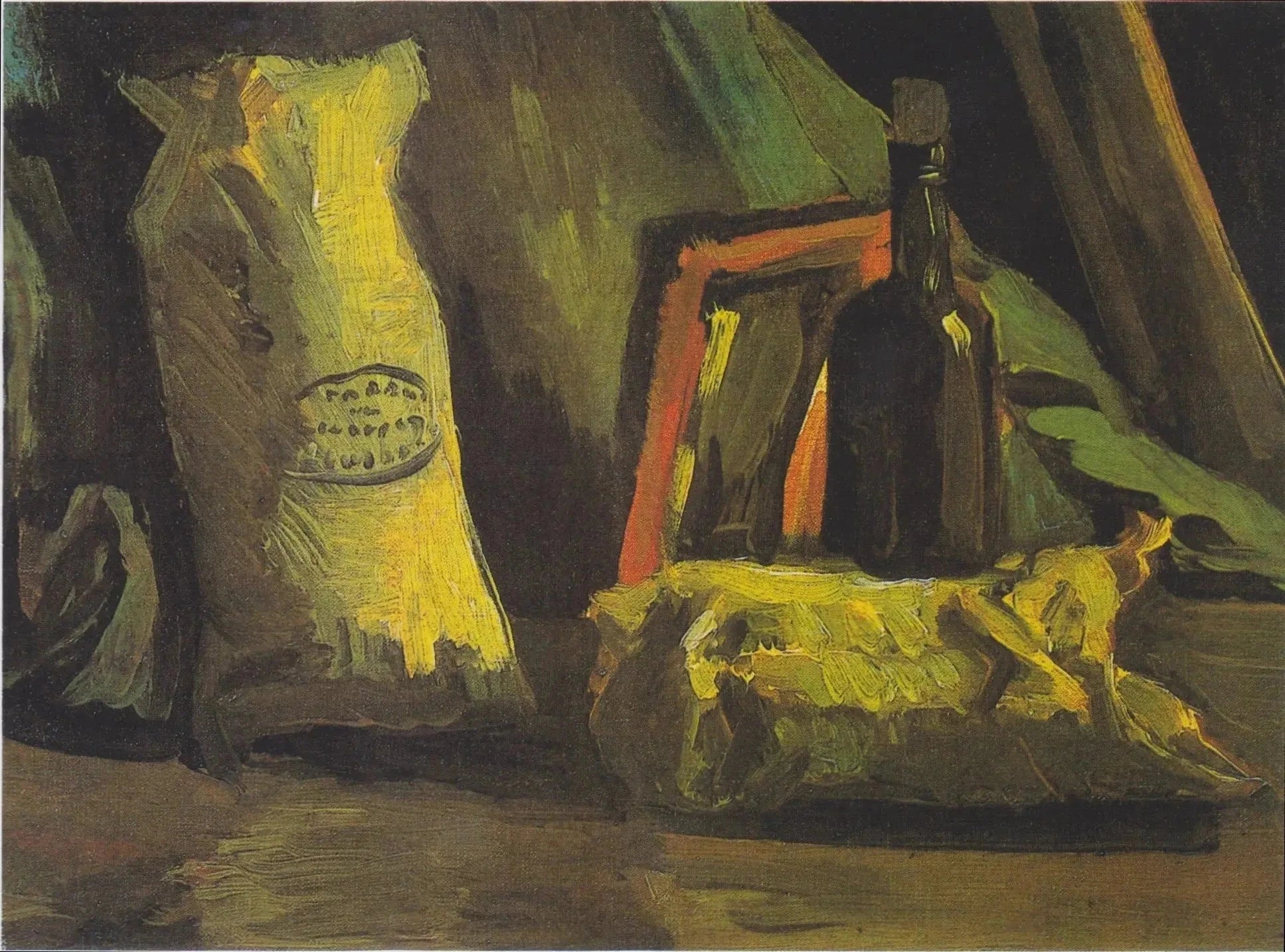 Nature morte avec deux sacs et une bouteille F55 — Vincent van Gogh