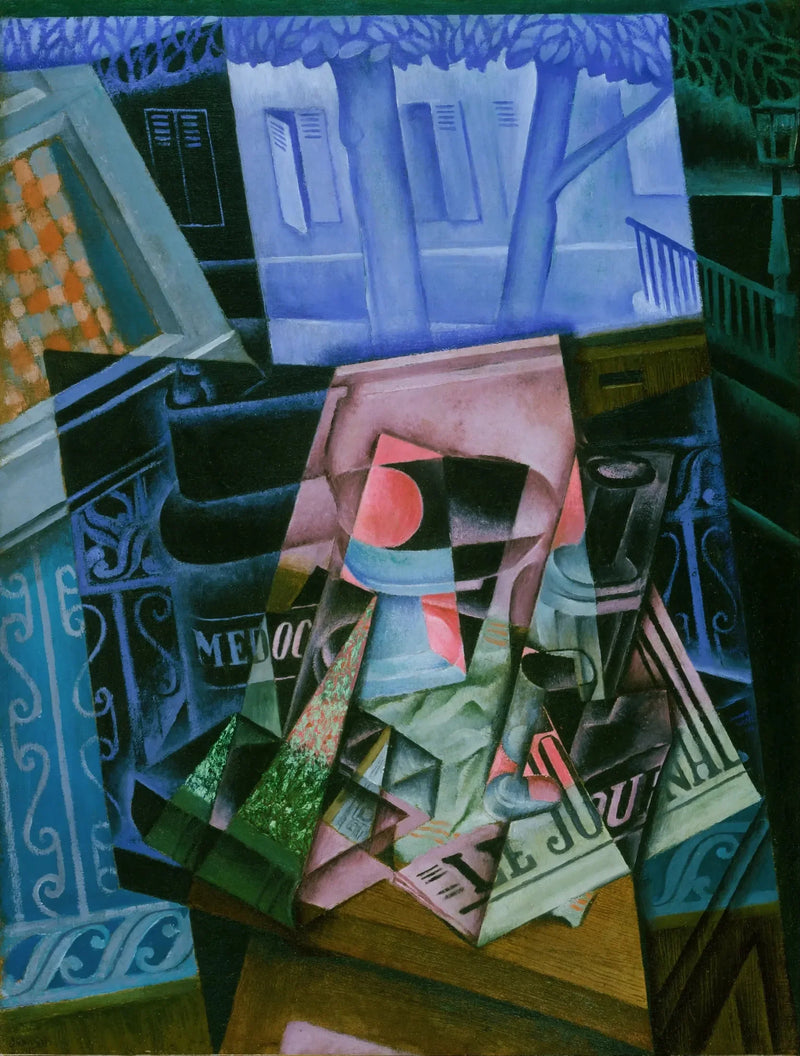Natur stillleben vor einem offenen Fenster, Platz Ravignan - Juan Gris