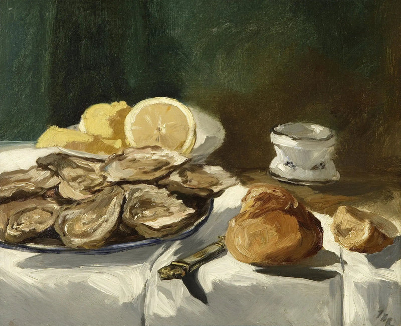 Stillleben, Austern, Zitrone, Brioche - Édouard Manet
