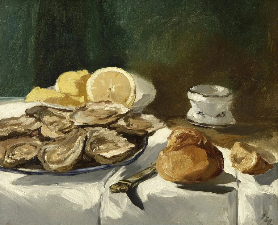 Stillleben, Austern, Zitrone, Brioche - Édouard Manet