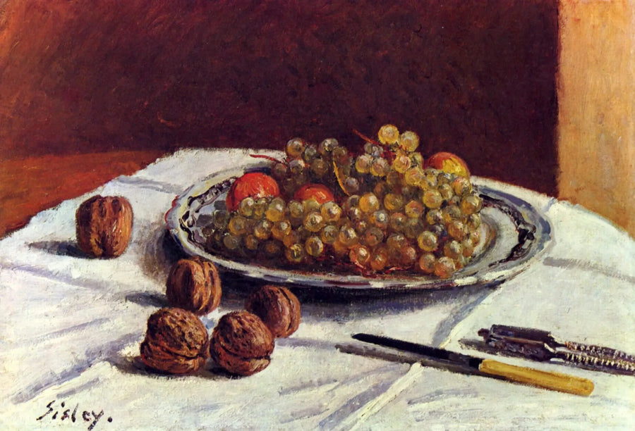 Stillleben, Rosinen und Nüsse - Alfred Sisley