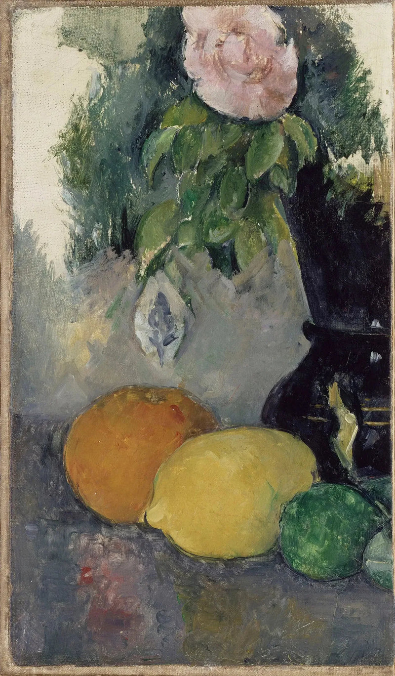 Stillleben, Rose und Früchte - Paul Cézanne