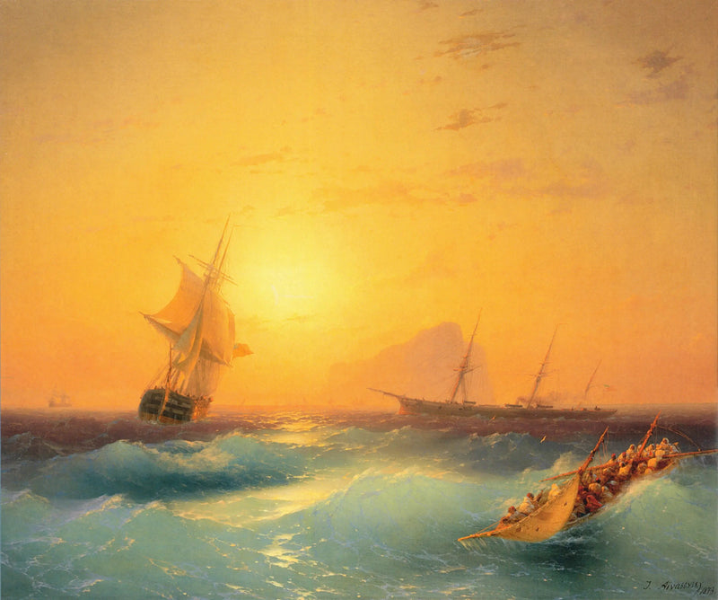 Amerikanische Navigation vor der Küste des Felsen von Gibraltar - Ivan Aïvazovski
