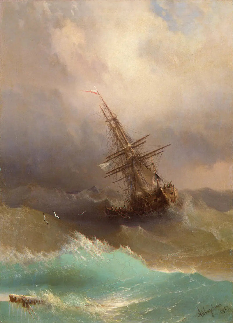 Schiff inmitten des unruhigen Meeres - Ivan Aïvazovski