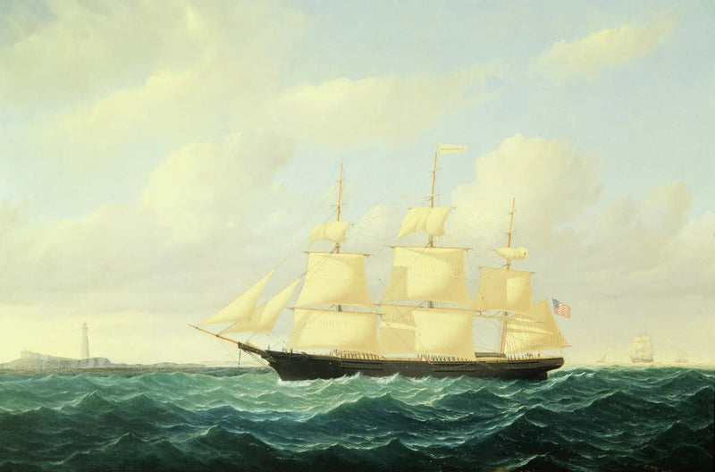Wellen-Clipper-Schiff vor dem Leuchtturm von Boston - William Bradford
