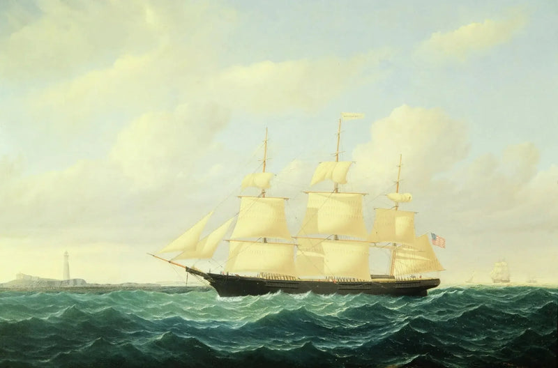 Wellen-Clipper-Schiff vor dem Leuchtturm von Boston - William Bradford